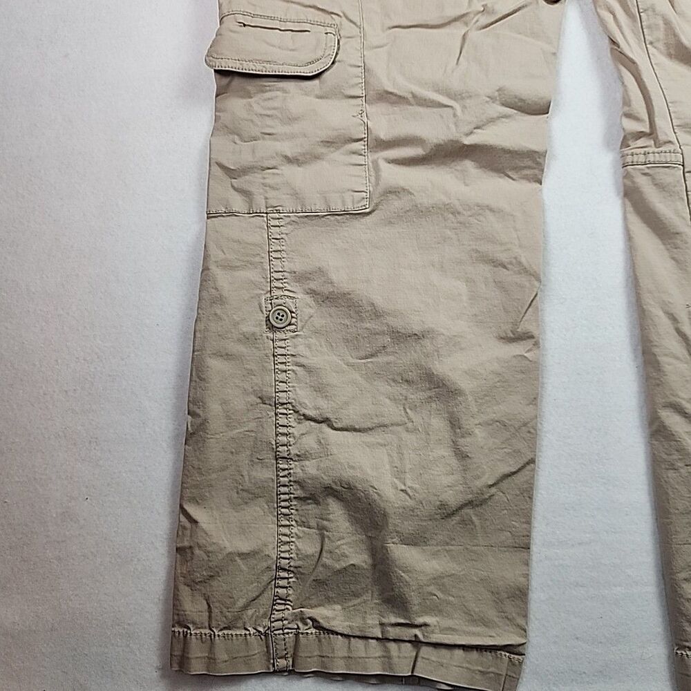 Style & Co Womens 14 Khaki Embroidered Roll Tab Hem Capri Pant Capri Drawstring - Picture 12 of 12
